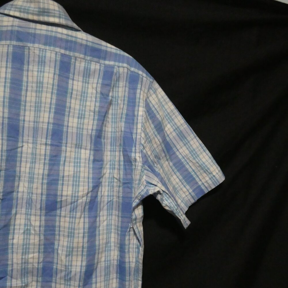 U.S. POLO ASSN. | medium | Plaid Button-Up Blue and White Short Sleeve Shirt - Picture 12 of 16